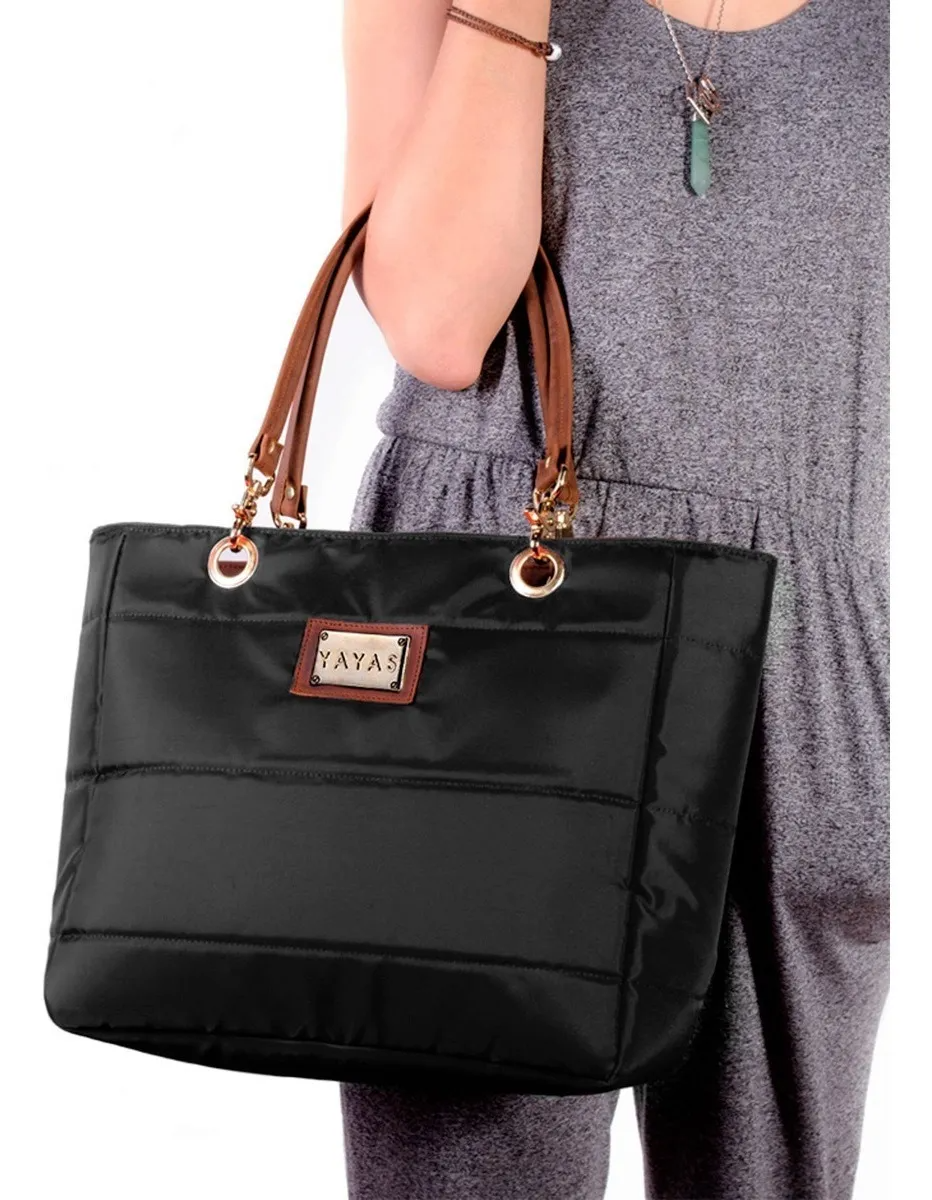 Bolsas De Mujer Bolsa Mujer Bolso Mujer Bolsa De Mujer Tote Austin Yayas Incluye Cosmetiquera Color NEGRA ACOLCHADO