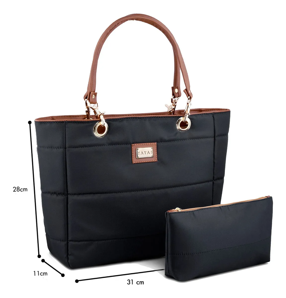 Bolsas De Mujer Bolsa Mujer Bolso Mujer Bolsa De Mujer Tote Austin Yayas Incluye Cosmetiquera Color NEGRA ACOLCHADO