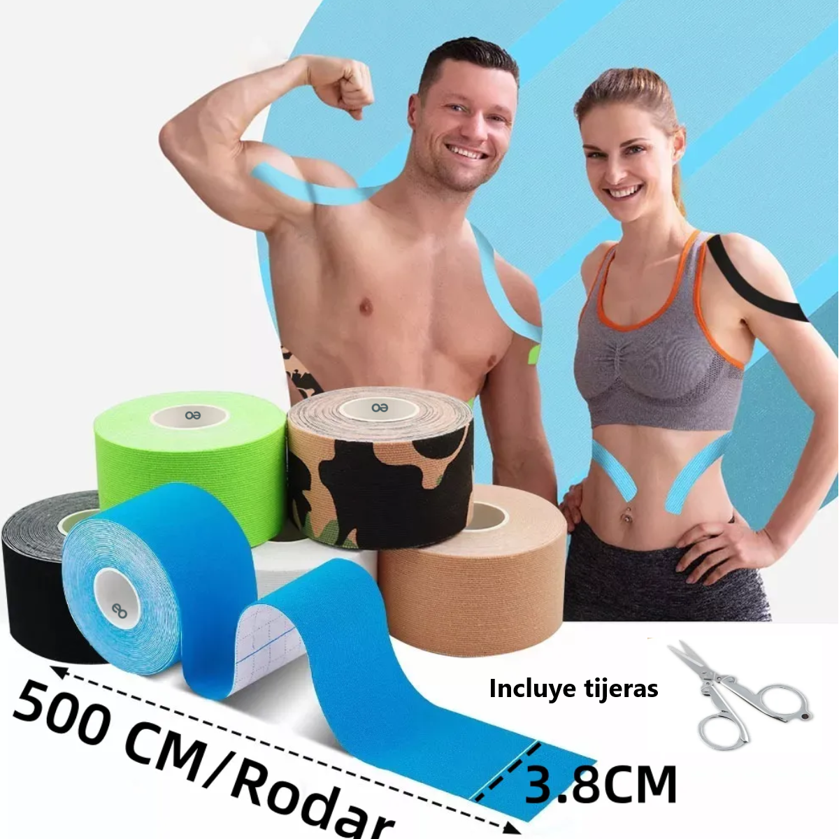 Cinta Kinesiológicas Vendaje Neuromuscular 6pcs Con Tijeras