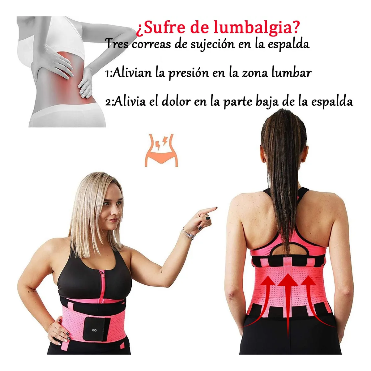 Cinturon Para Pesas Mujer Faja Gym Trabajo Carga Rosa Talla: M