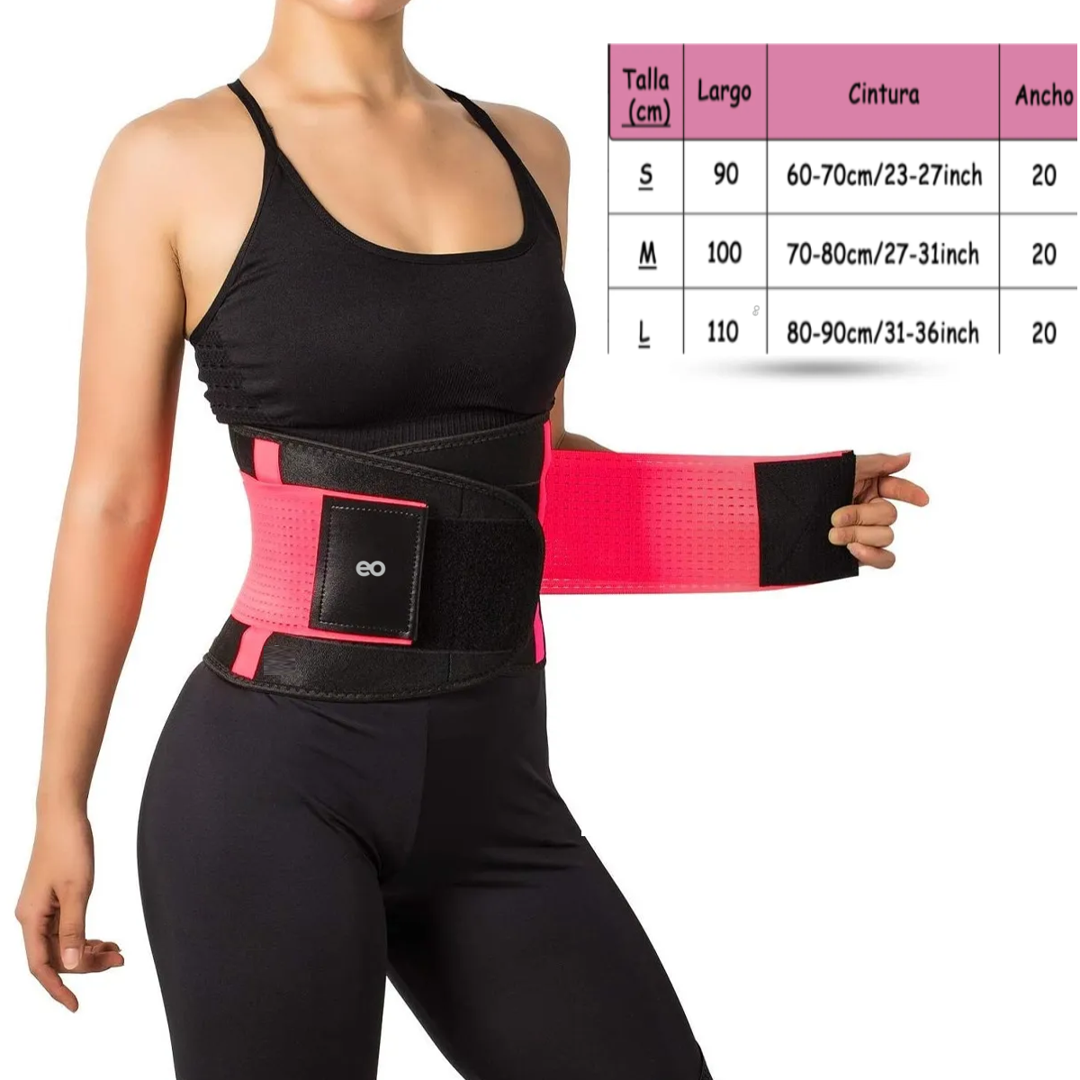 Cinturon Para Pesas Mujer Faja Gym Trabajo Carga Rosa Talla: M