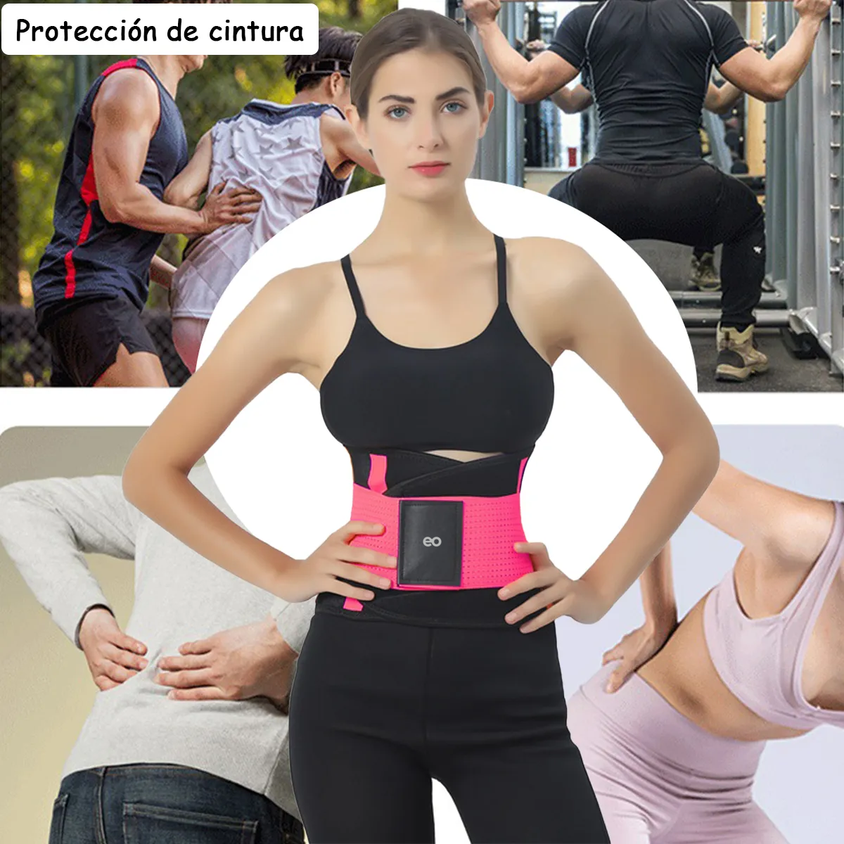 Cinturon Para Pesas Mujer Faja Gym Trabajo Carga Rosa Talla: M