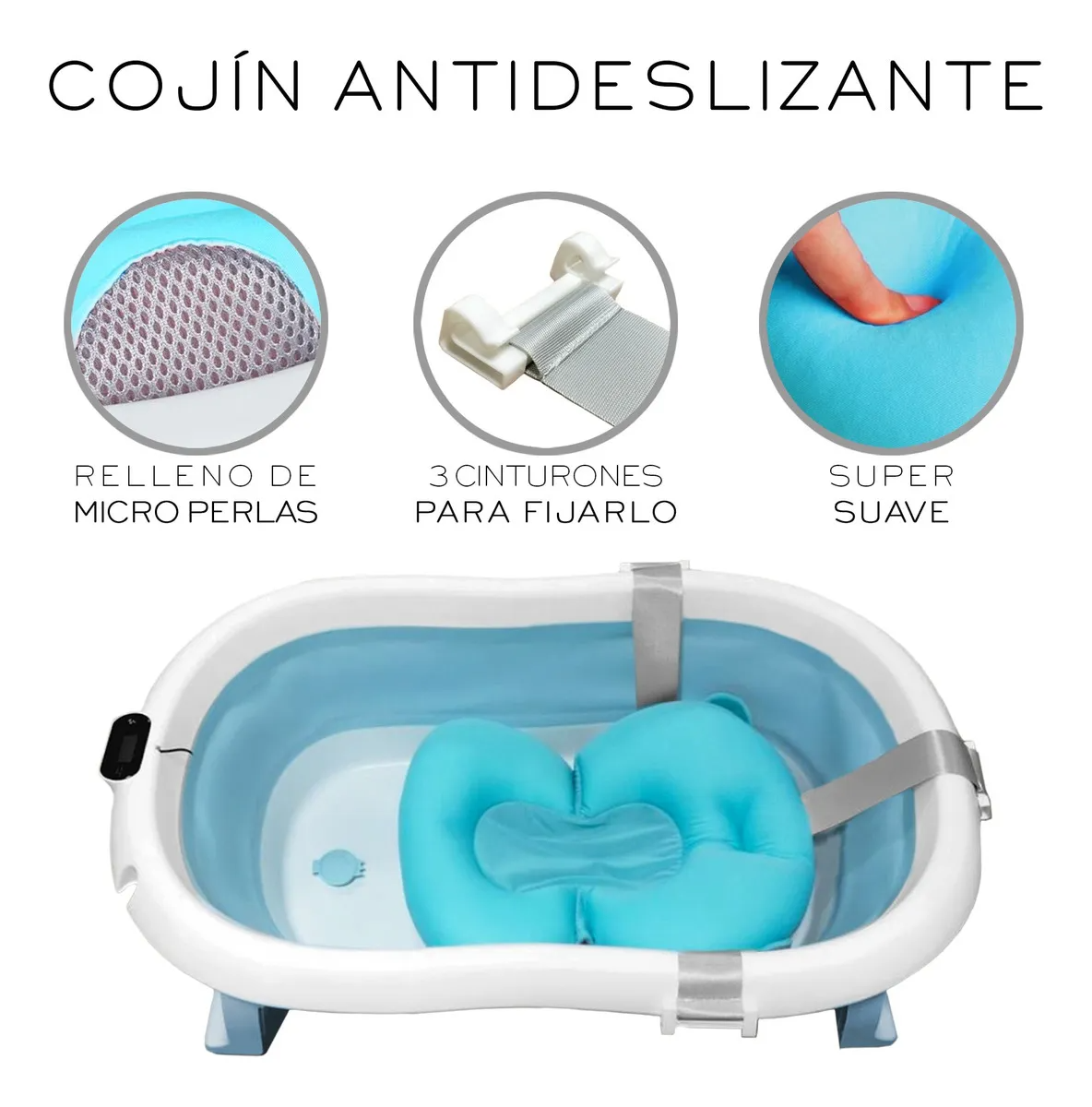Bañera Tina De Baño Para Bebe Plegable Portatil Casa Y Viaje Color Azul