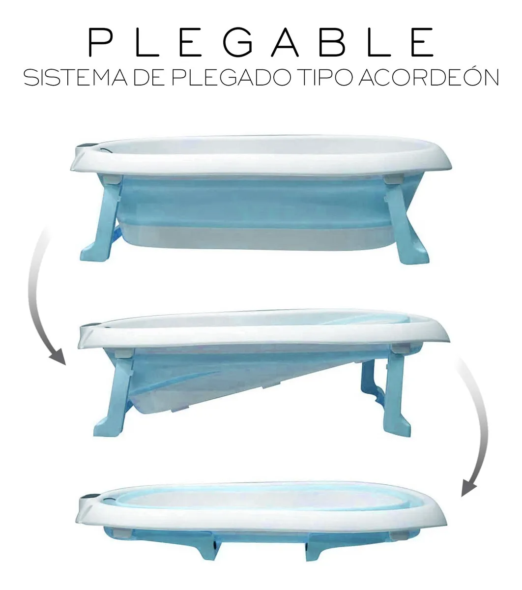 Bañera Tina De Baño Para Bebe Plegable Portatil Casa Y Viaje Color Azul