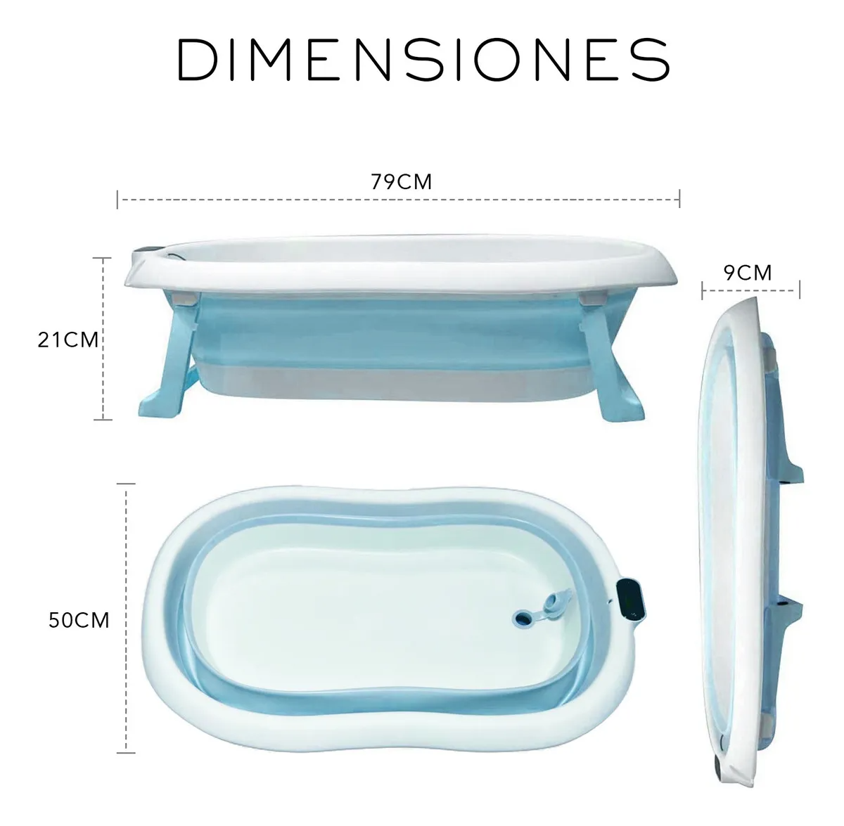 Bañera Tina De Baño Para Bebe Plegable Portatil Casa Y Viaje Color Azul