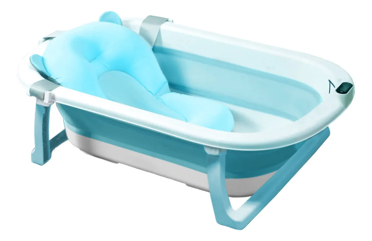 Bañera Tina De Baño Para Bebe Plegable Portatil Casa Y Viaje Color Azul