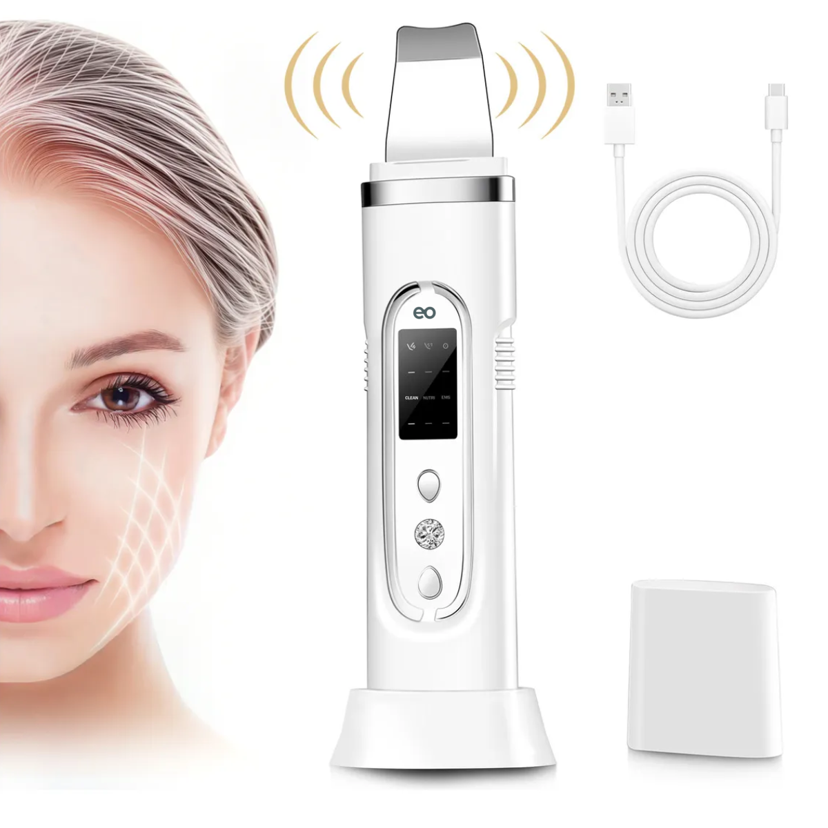 Limpiador Ultrasónico Facial Para Eliminar Puntos Negros, Exfoliar, Acné Y Limpiar Poros