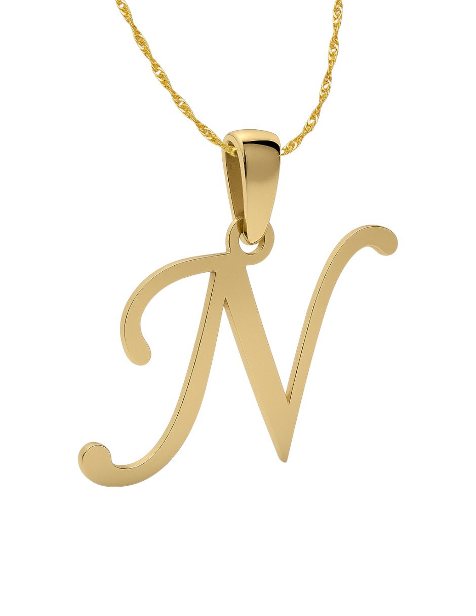 Dije Inicial Letra N Oro 14 K + Obsequio