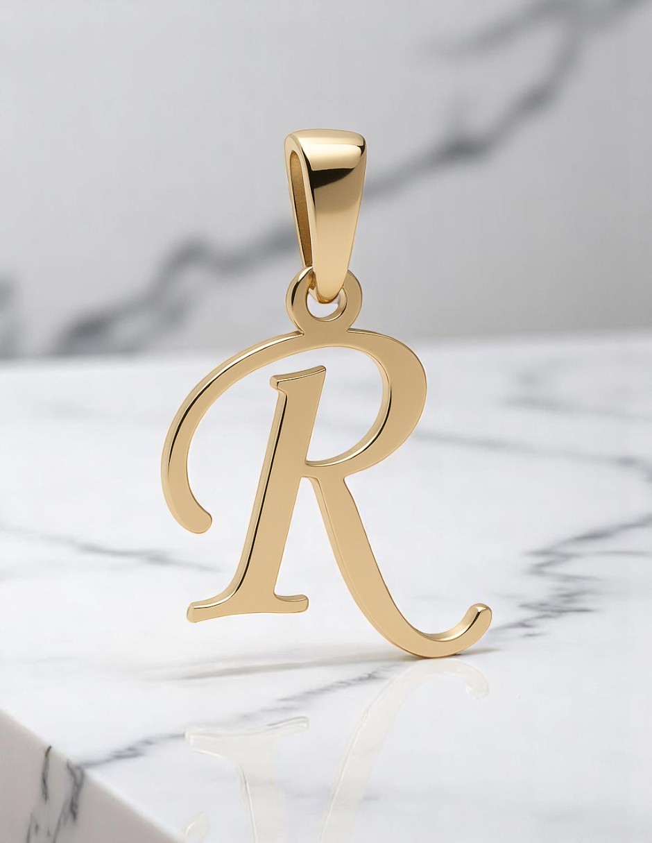 Dije Inicial Letra R Oro 14 K + Obsequio