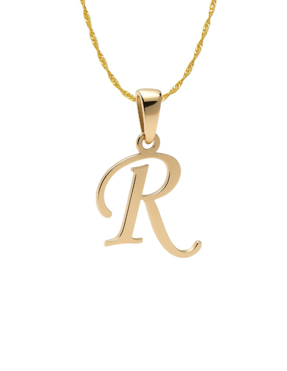 Dije Inicial Letra R Oro 14 K + Obsequio