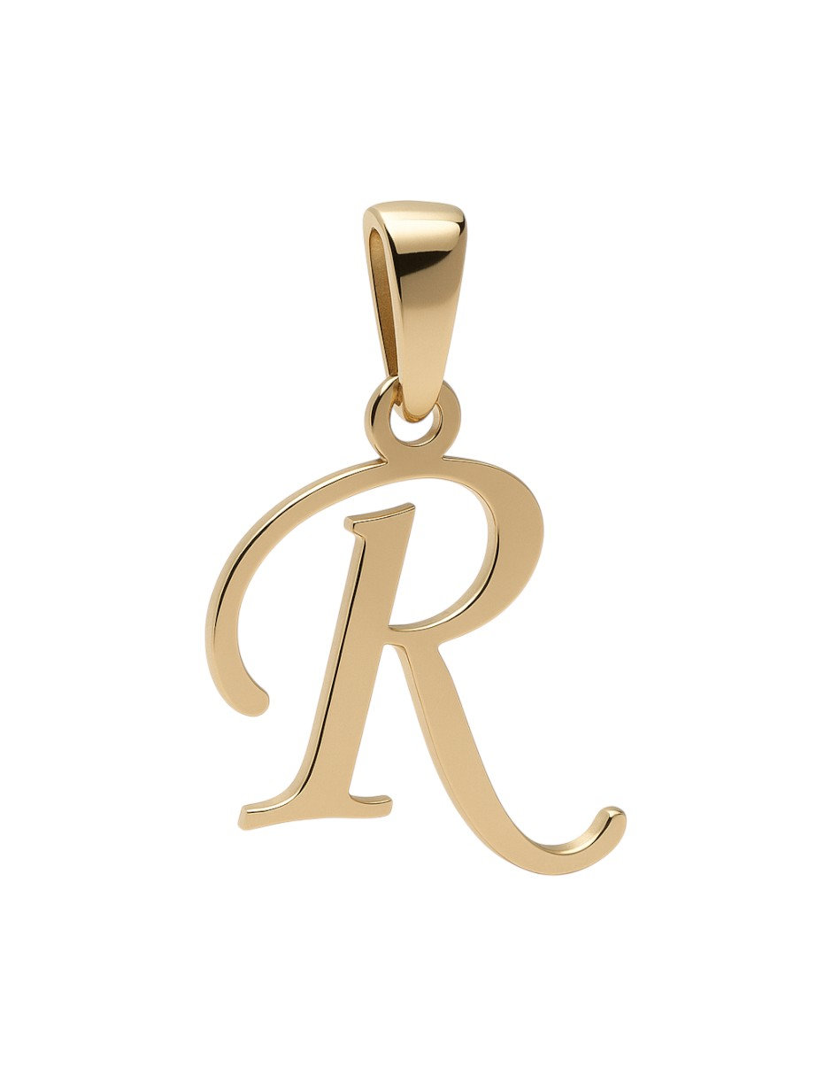 Dije Inicial Letra R Oro 14 K + Obsequio