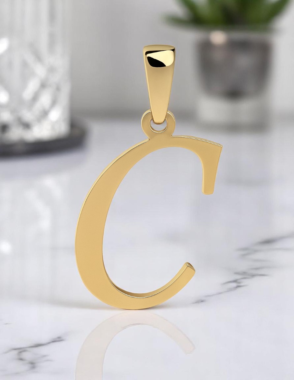 Dije Inicial Letra C Oro 14 K + Obsequio