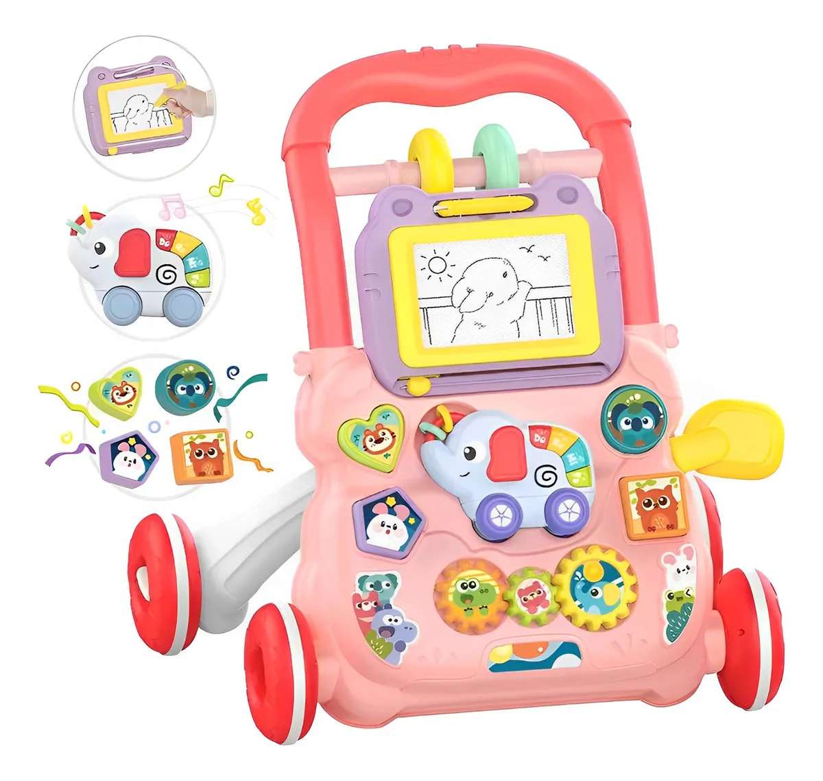 Andadera De Bebé 2 En 1 Con Música Y Tablero De Dibujo