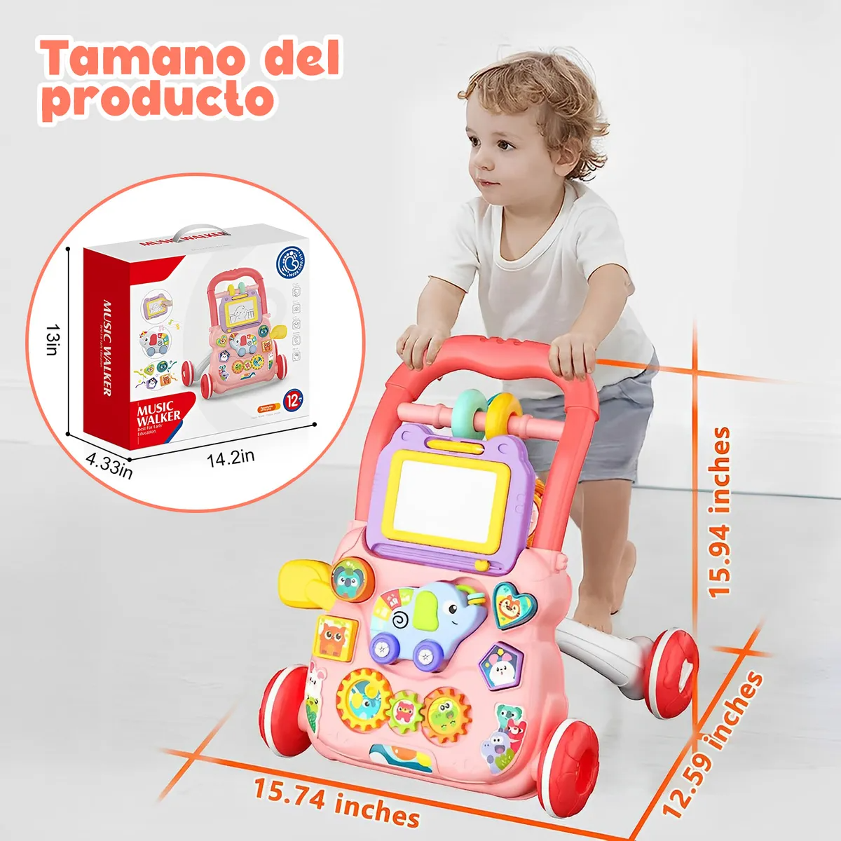 Andadera De Bebé 2 En 1 Con Música Y Tablero De Dibujo