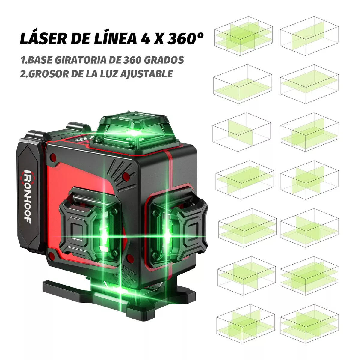 Nivel Láser Autonivelante 360 grados 16 Líneas Verde Con Trípode