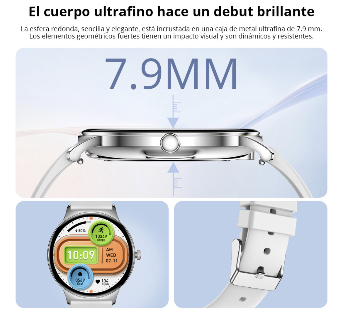 Reloj Inteligente Para Mujer Fino Y Ligero Smartwatch Amoled