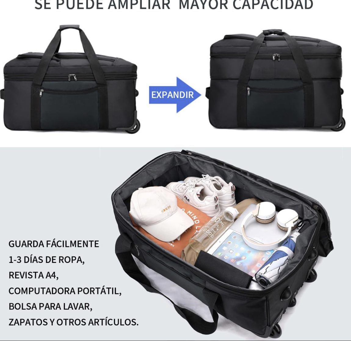 Maletas De Viaje 28 Pulgadas, Mochila De Viaje Negro