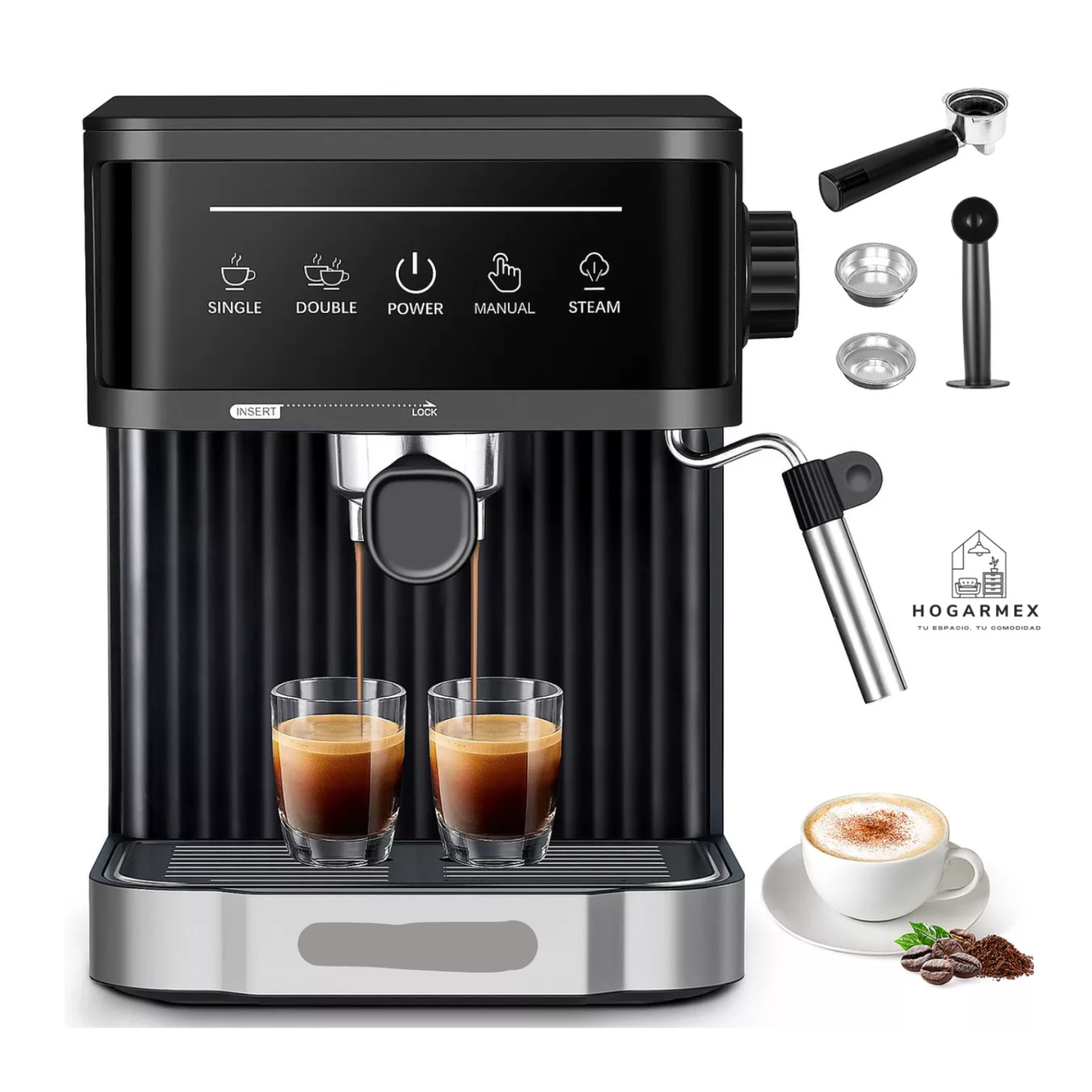 Cafetera Espresso 15 Bares con Espumador, para Café Molido, Latte y Capuchino – Hogar Barista