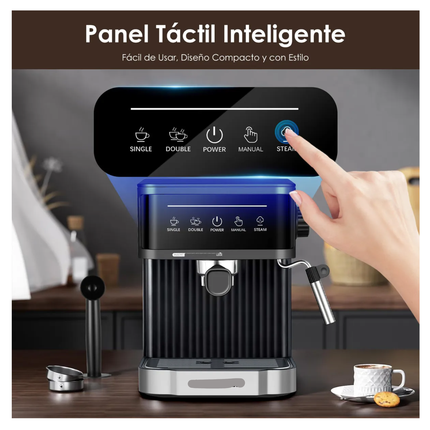 Cafetera Espresso 15 Bares con Espumador, para Café Molido, Latte y Capuchino – Hogar Barista