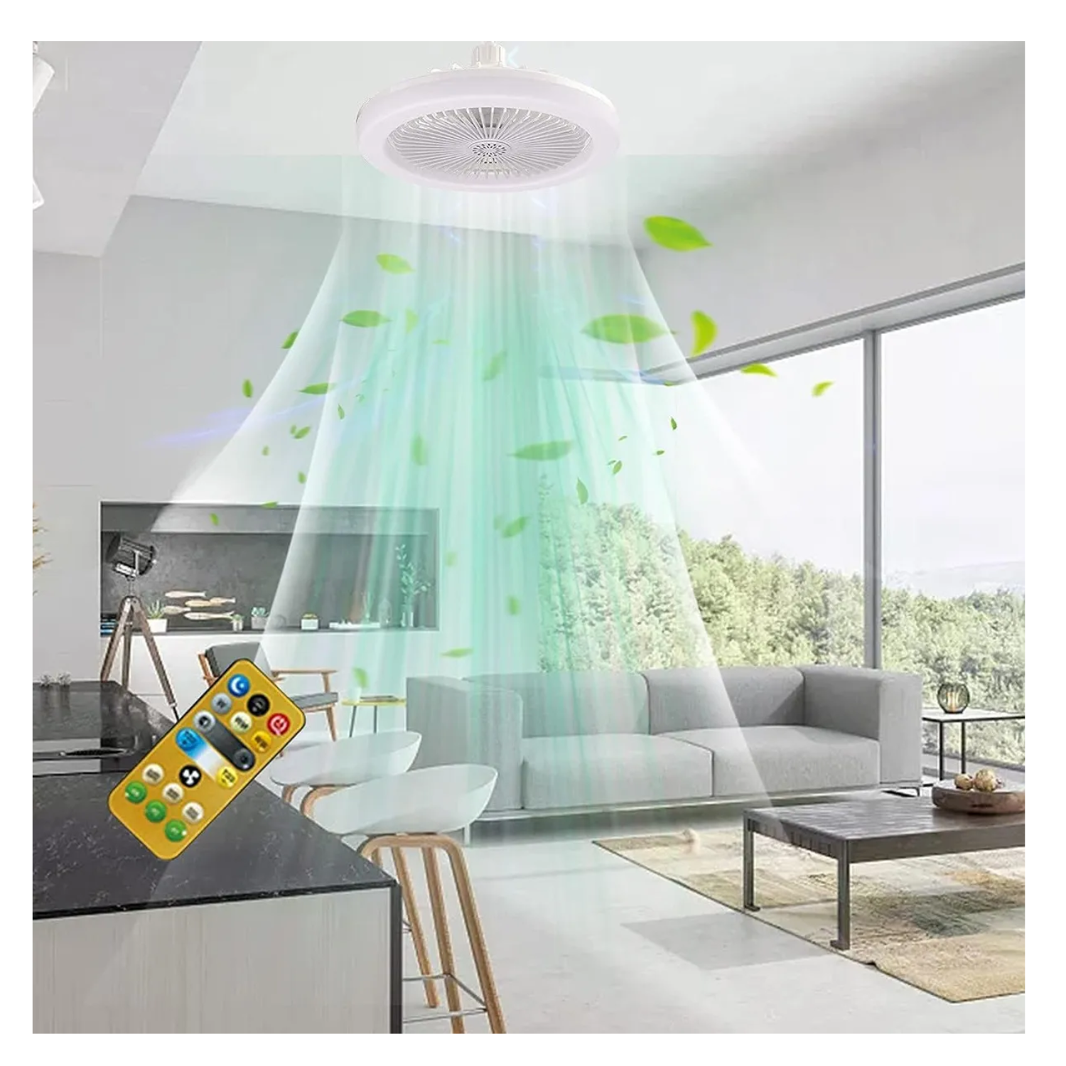 Lámpara De Ventilador Multifunción Foco Led De 30 W E27/e26 Estructura Blanco