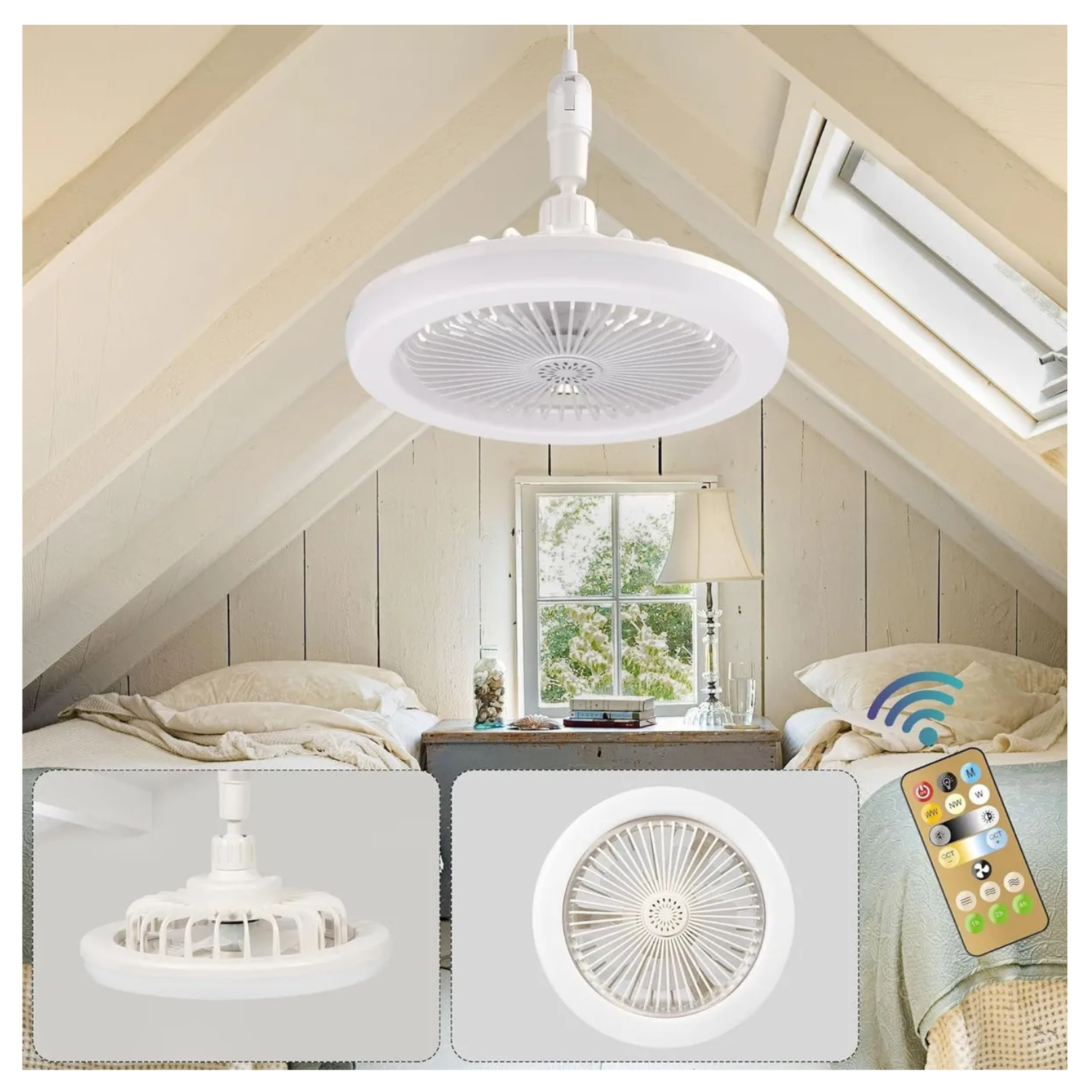 Lámpara De Ventilador Multifunción Foco Led De 30 W E27/e26 Estructura Blanco