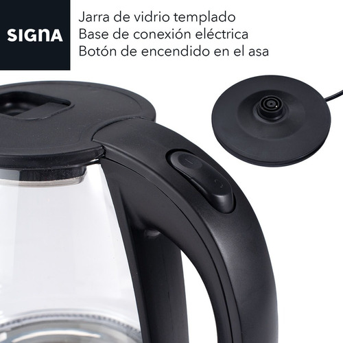 Cafetera Tetera Vidrio Eléctrica Hervidor Agua Acero Inox 2l