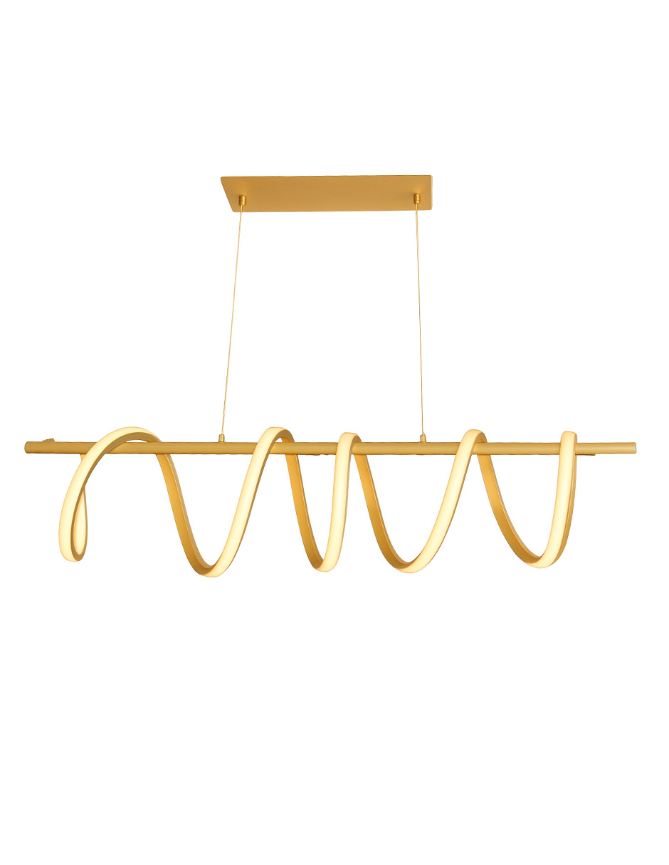 LÁMPARA COLGANTE DECORATIVA PARA COMEDOR DE ALUMINIO Y SILICONA, ACABADO DORADO, CON CONTROL REMOTO – 1 UNIDAD