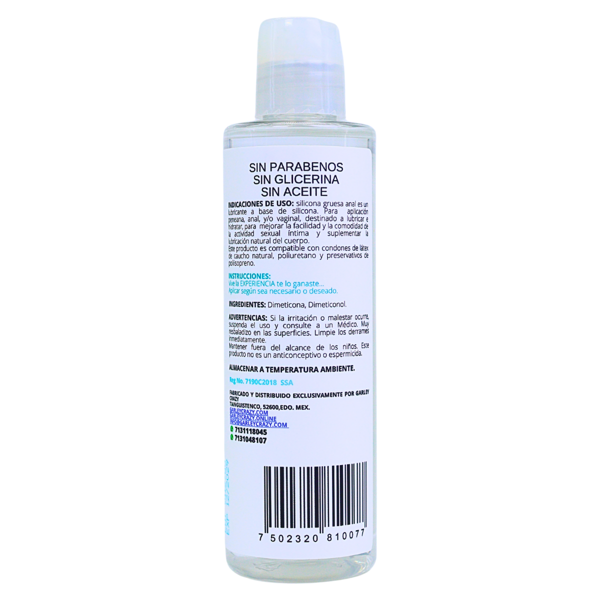 Garley Crazy Lube Silicona Gruesa Anal 4.06floz / 120ml Silicona Gruesa Anal 120ml