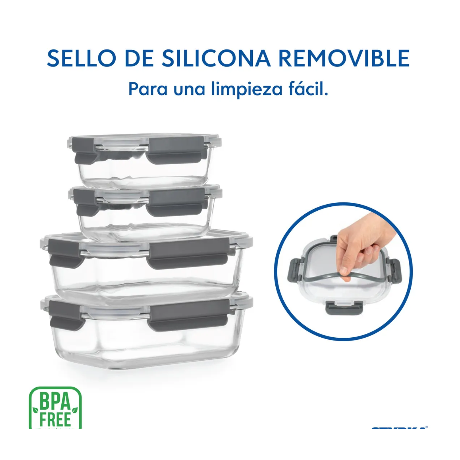 Set de 12 Contenedores de Vidrio Herméticos con Tapa – Styrka CJC02 (24 Piezas)