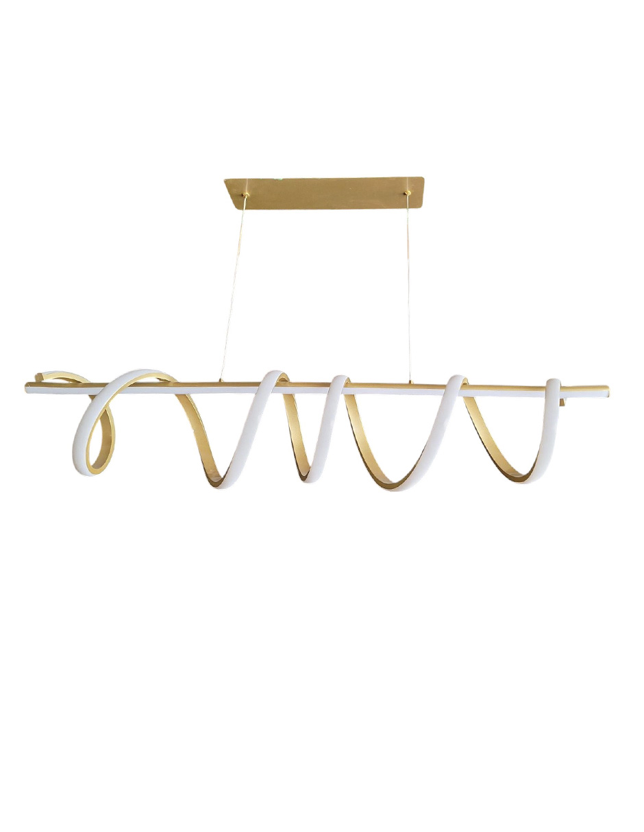 LÁMPARA COLGANTE DECORATIVA PARA COMEDOR DE ALUMINIO Y SILICONA, ACABADO DORADO, CON CONTROL REMOTO – 1 UNIDAD