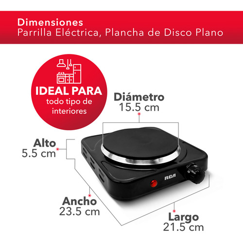 Rca Parrilla Electrica De Espiral Rc1000n Cocina Hogar Color Negro