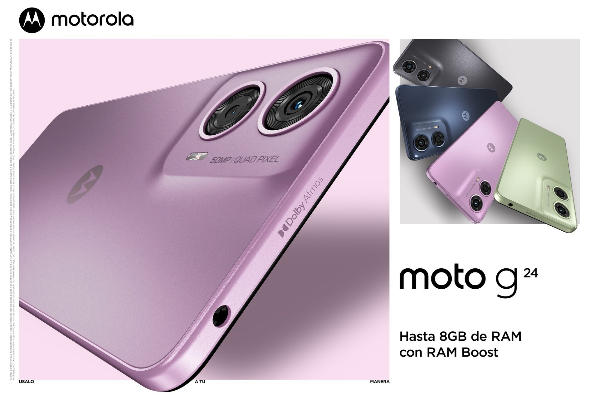 Motorola G24 128Gb 8Ram Dual Sim Color Rosa Nuevo  Liberado