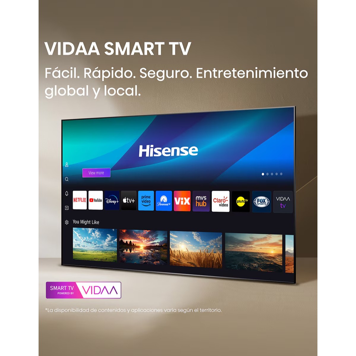 Pantalla Smart TV LED de 75 pulgadas 4K/UHD 75A65NV con VIDAA