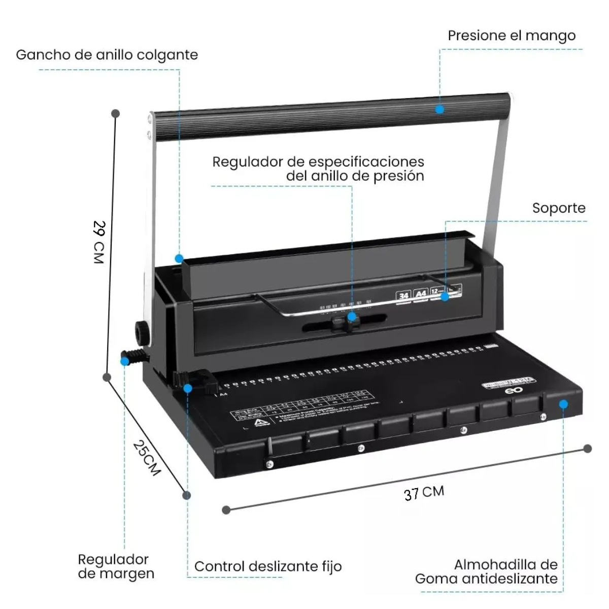 Máquina De Encuadernación Manual A4 Con 34 Agujeros