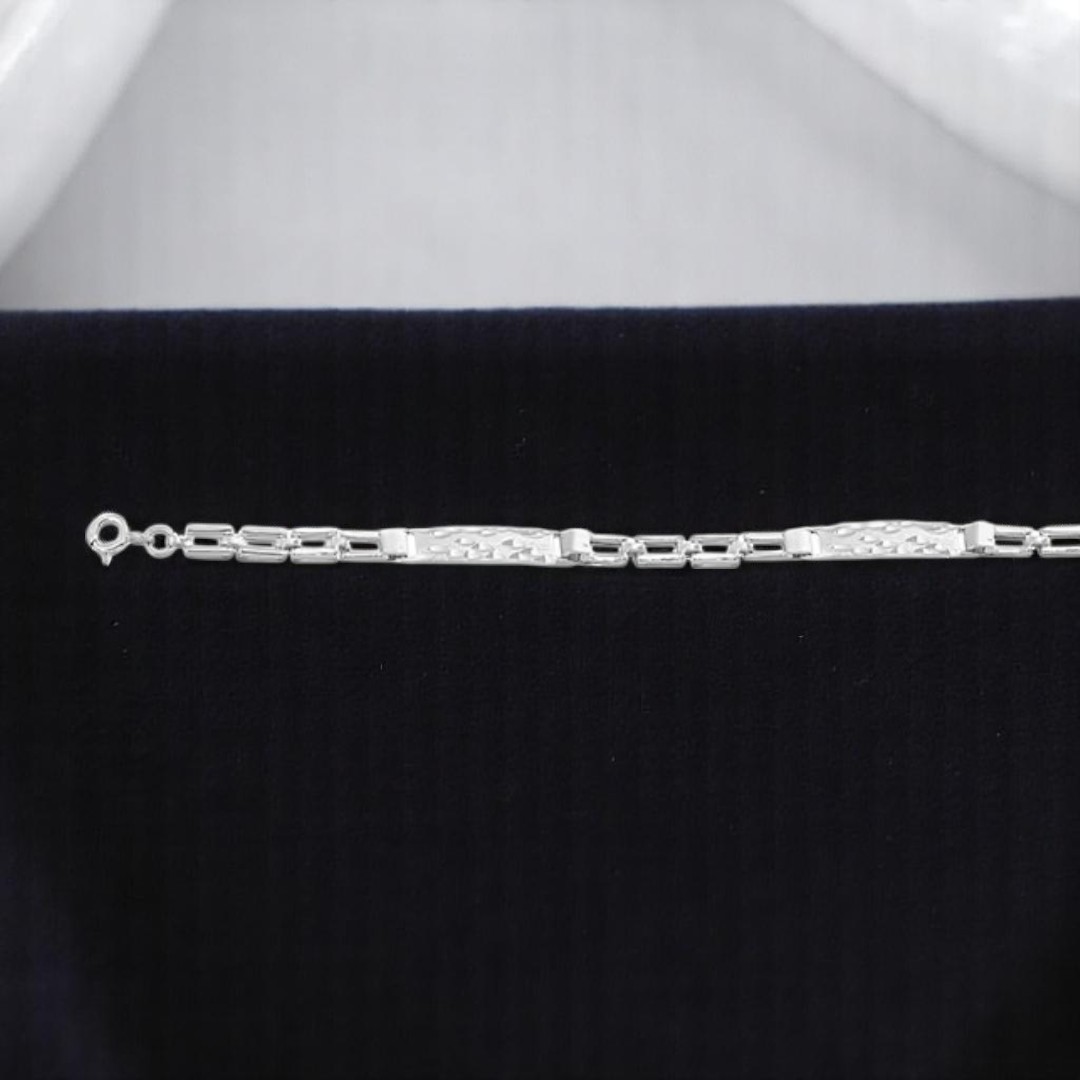 Esclava de Placas Diamantada de 18cm en Plata .925 