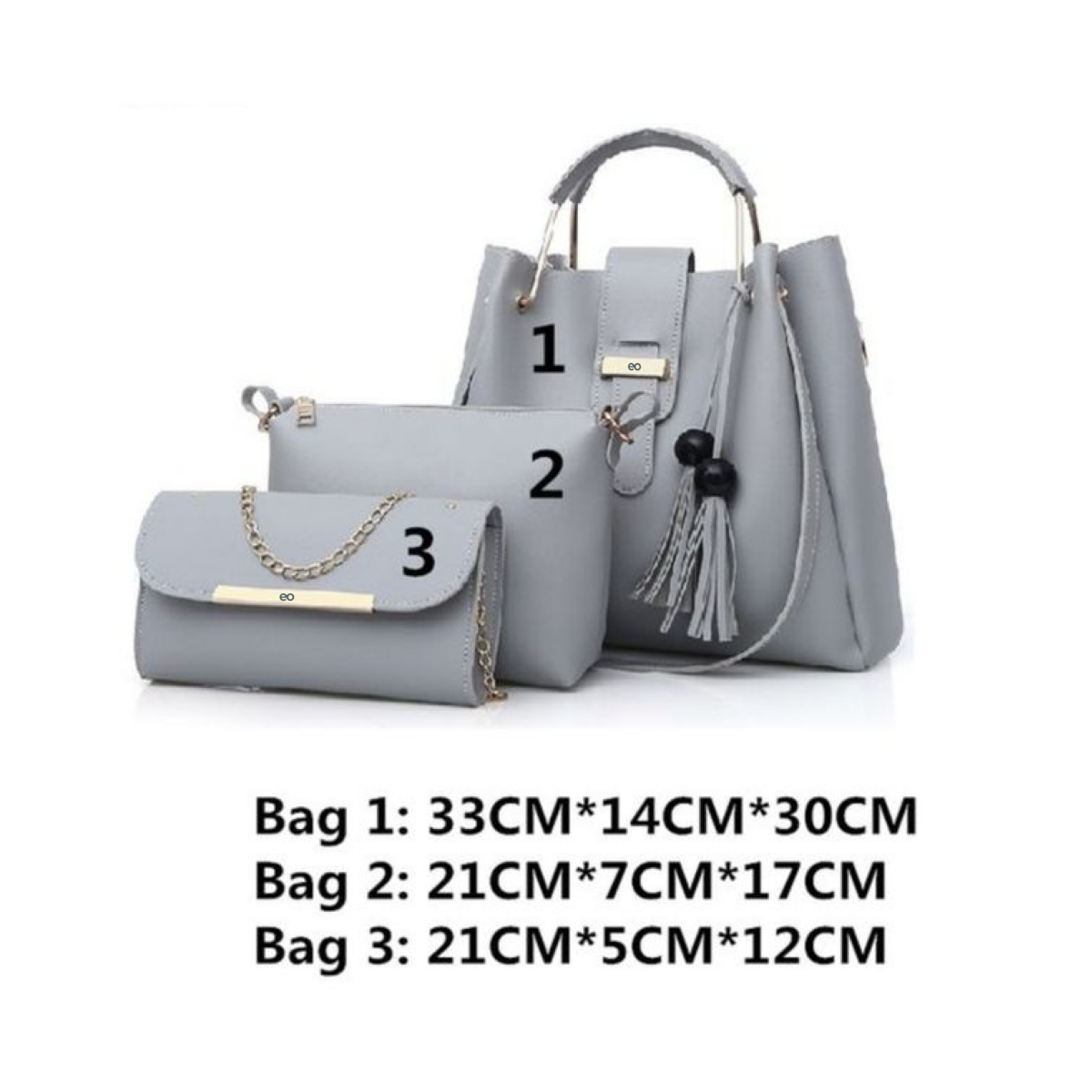 Set 3 Bolsas Mujer Color Gris