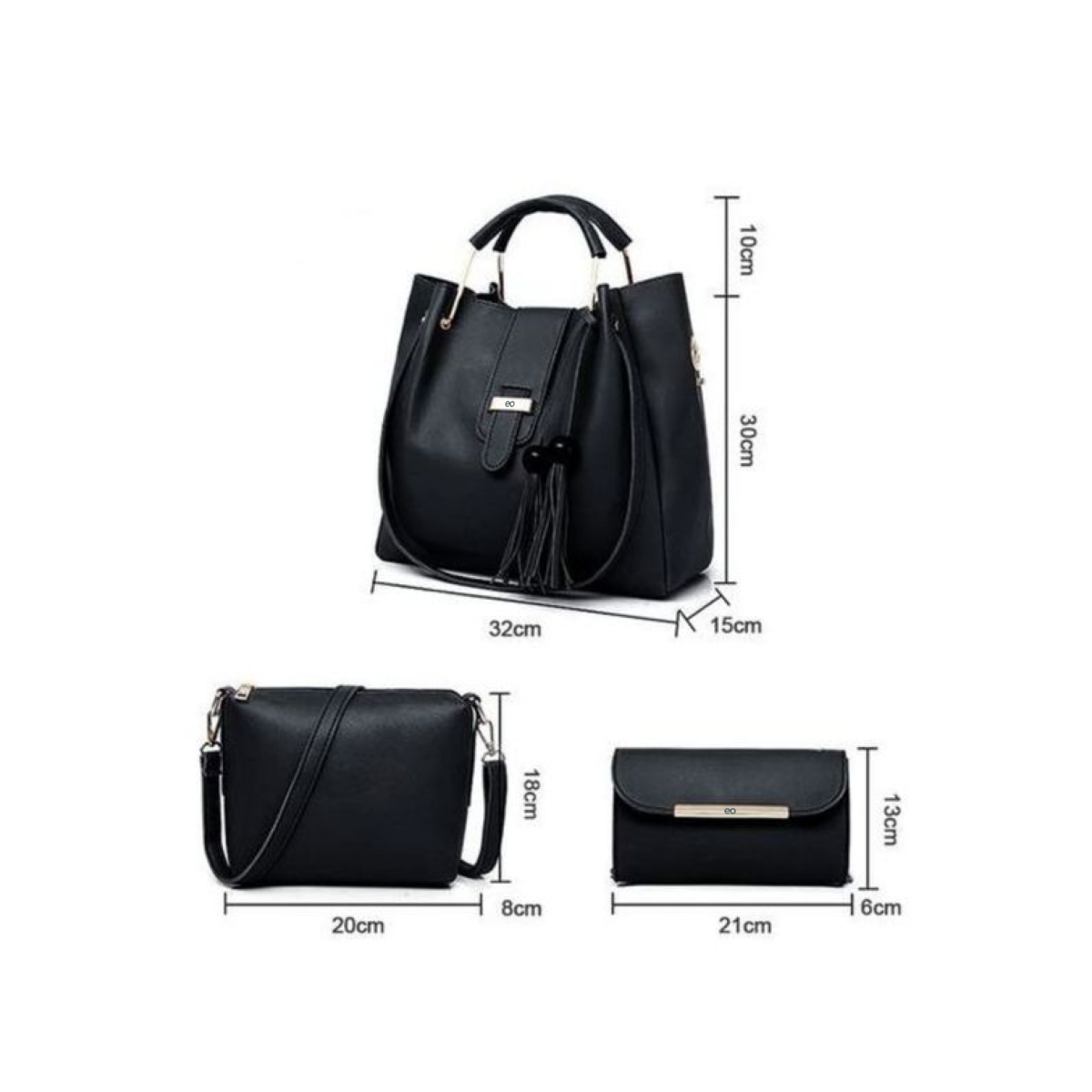 Set 3 Bolsas Mujer Color Negro