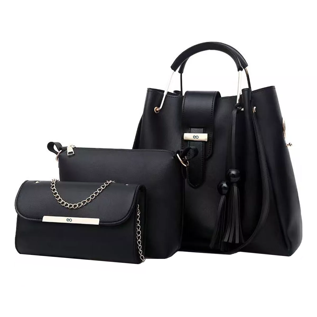 Set 3 Bolsas Mujer Color Negro