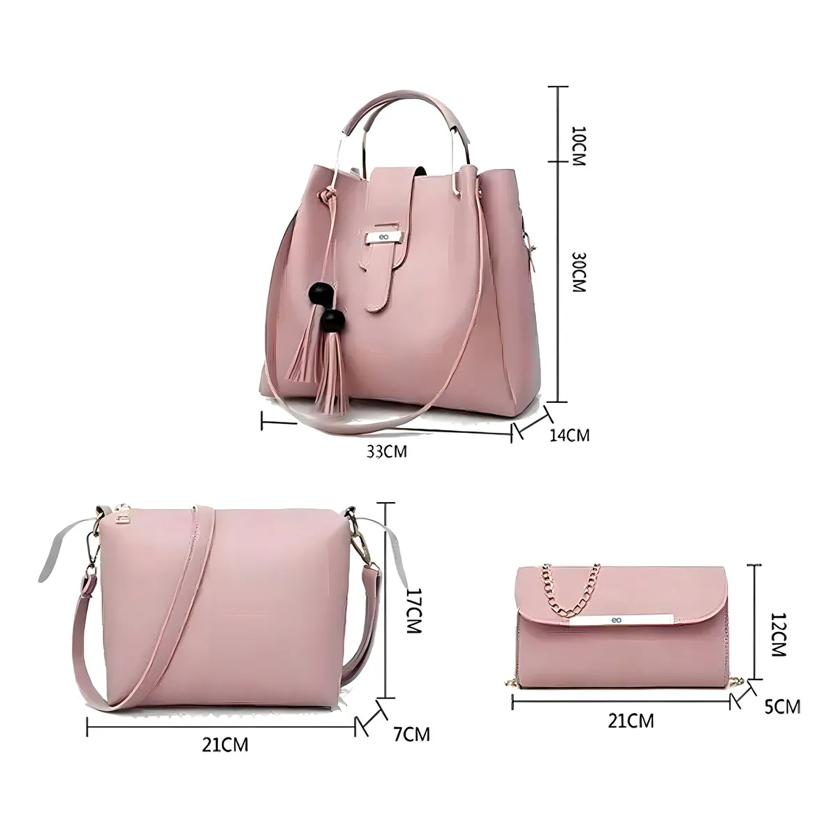 Set 3 Bolsas Mujer Color Rosa