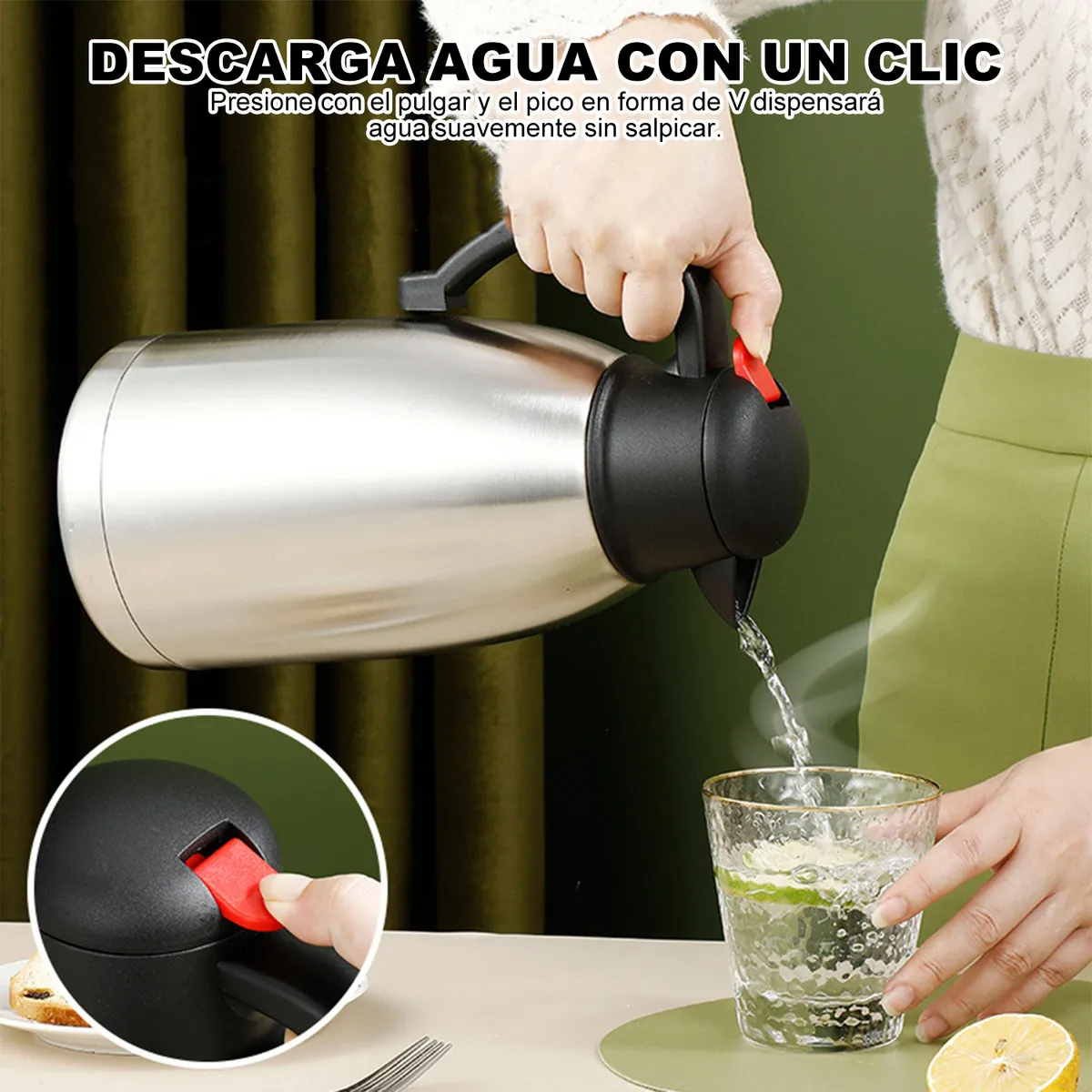 Jarra Térmica Para Café O Te De Acero Inoxidable 2.0 Lts