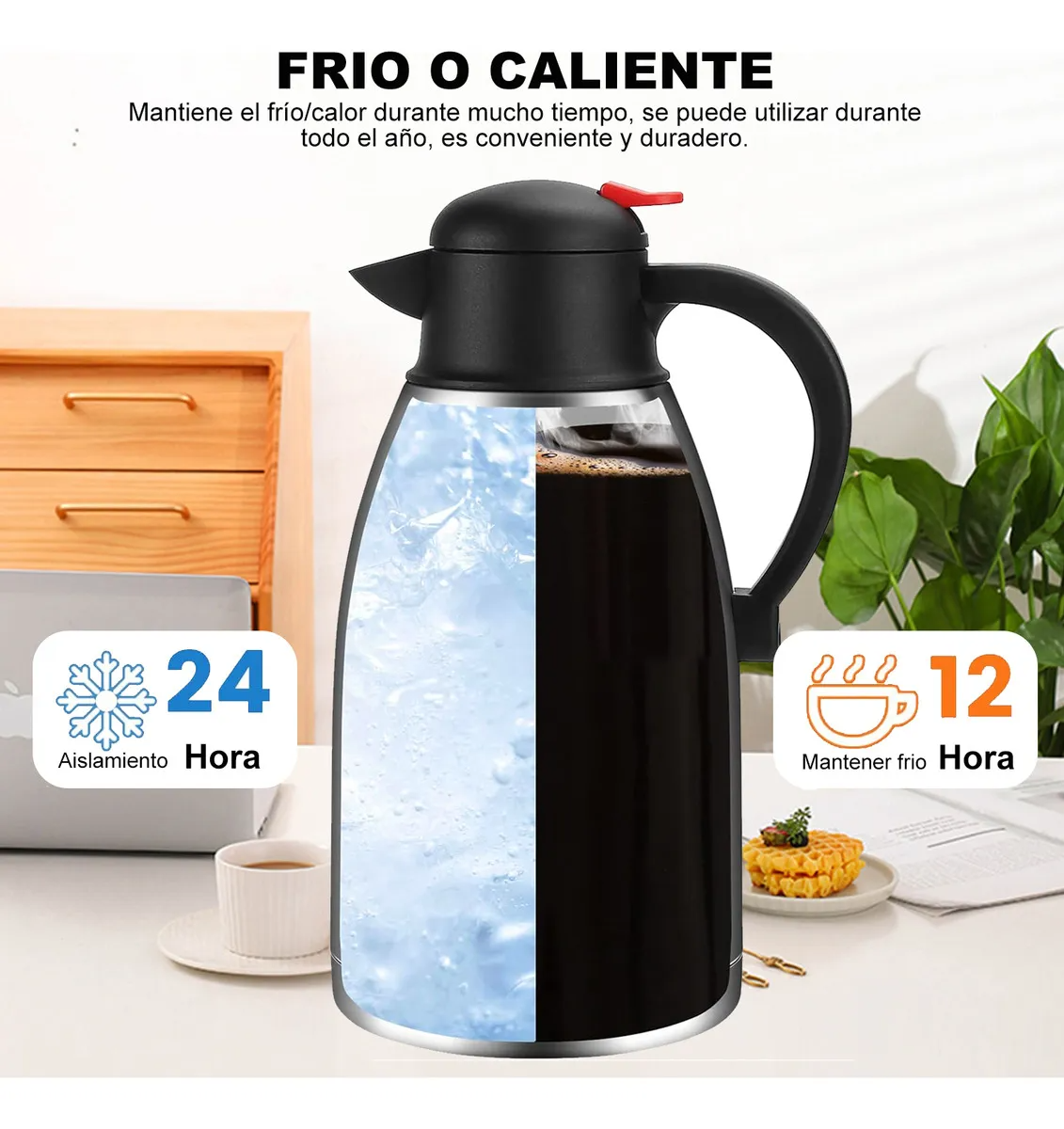 Jarra Térmica Para Café O Te De Acero Inoxidable 2.0 Lts