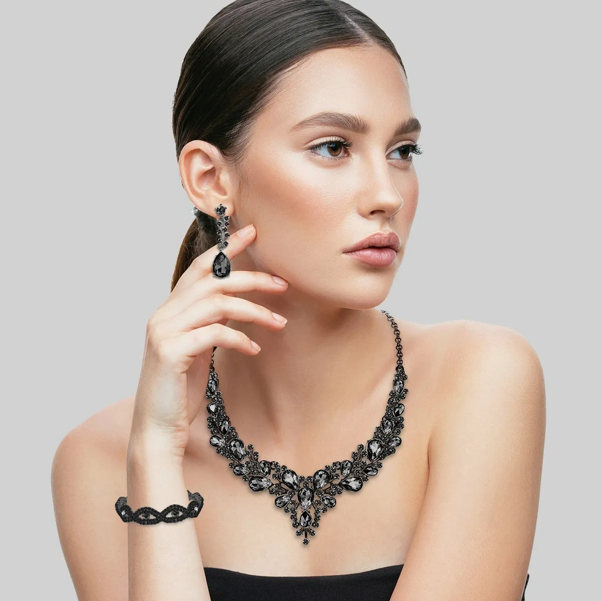 Conjunto De Joyas Para Mujer Collar Y Aretes Y Pulsera