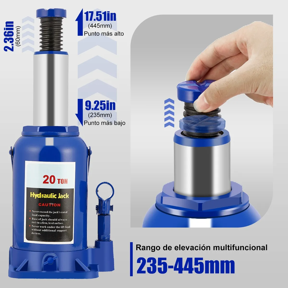 Gato Hidraulico Tipo Botella 20 Toneladas Para Carro 445mm
