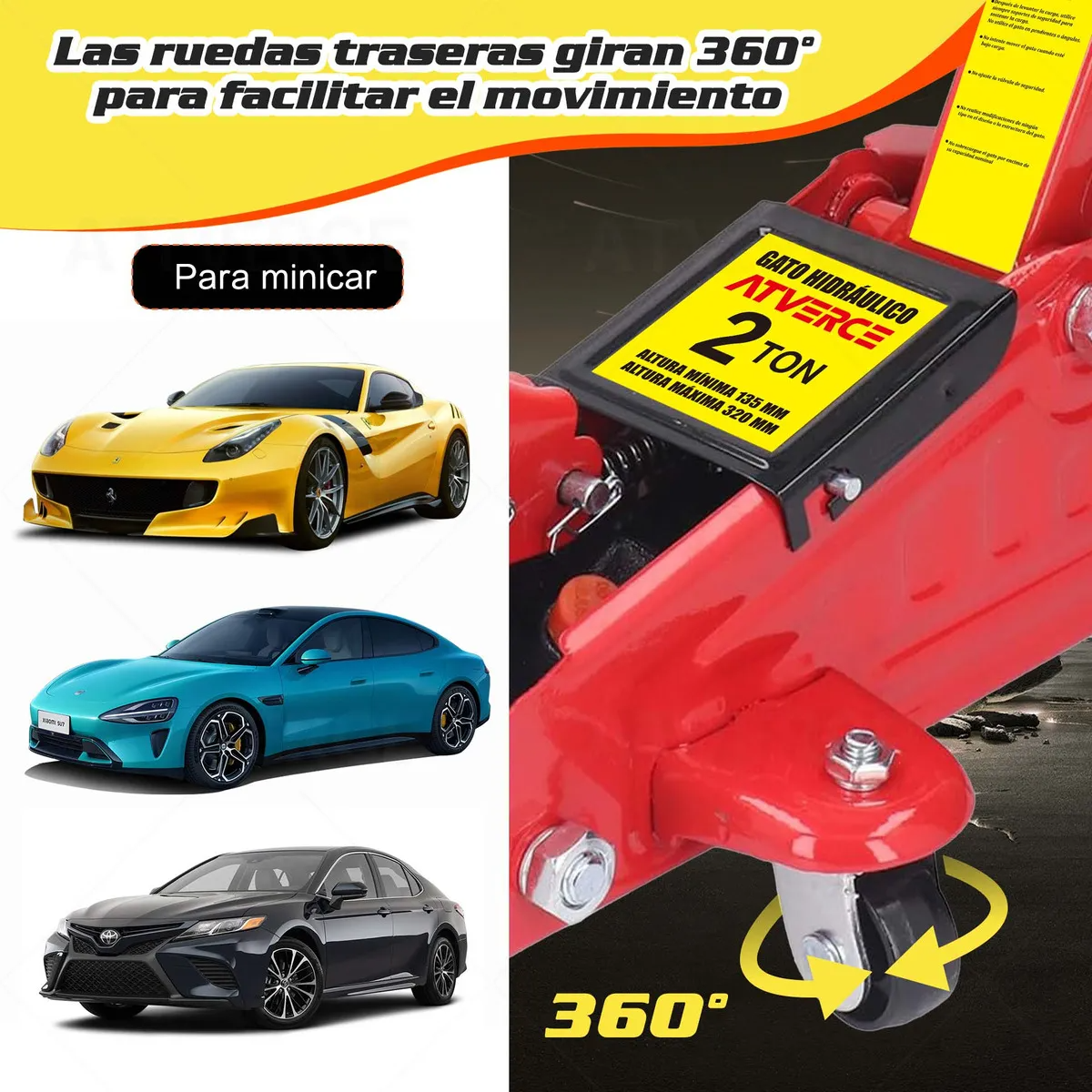 Gato Hidraulico De Patín Portátil Para Carro 2 Toneladas