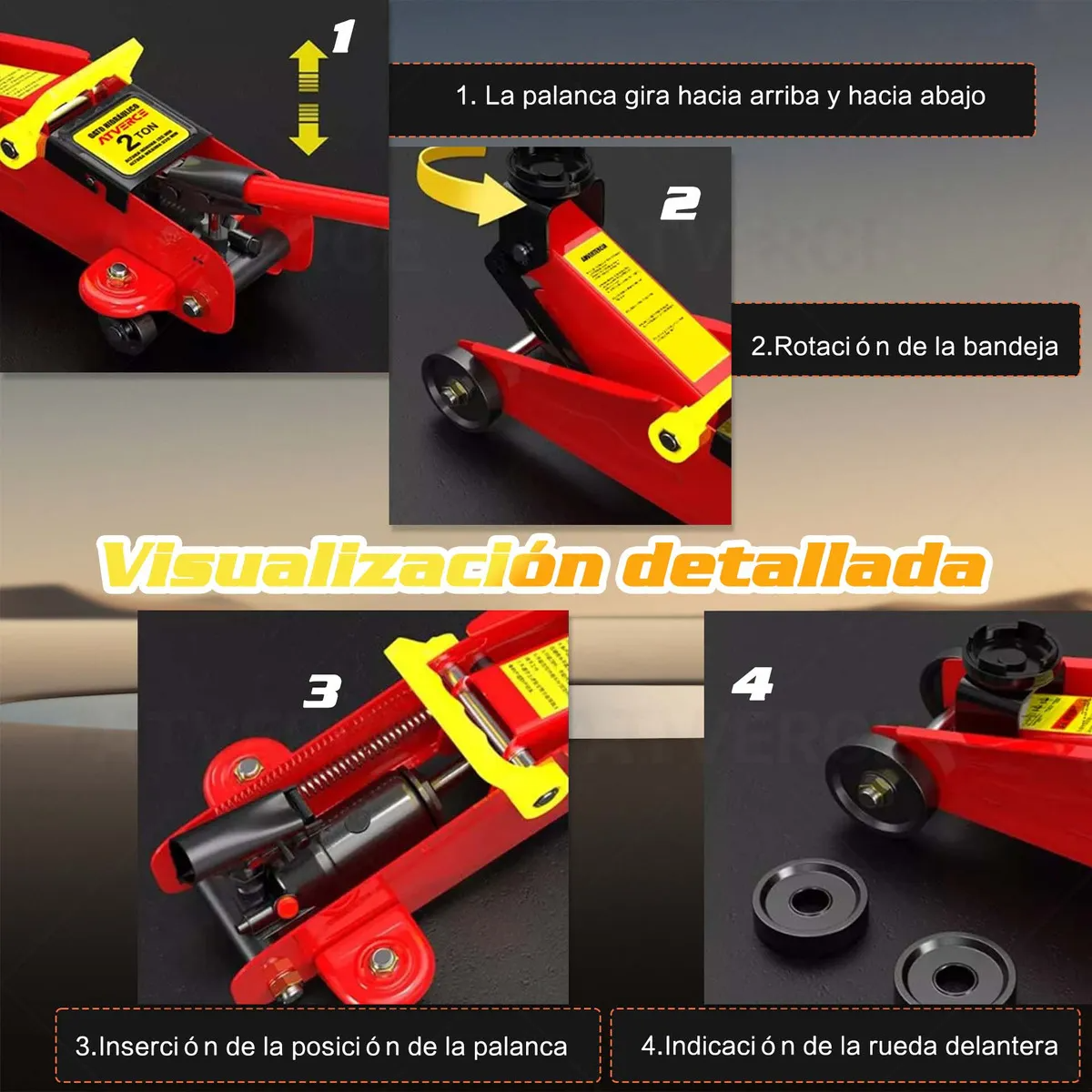Gato Hidraulico De Patín Portátil Para Carro 2 Toneladas