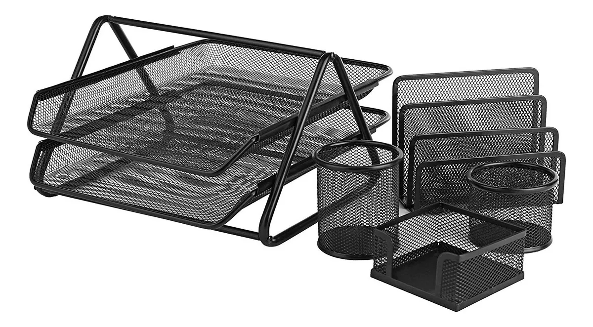 Juego Organizador Para Escritorio Oficina 5 Pcs Malla Mesh