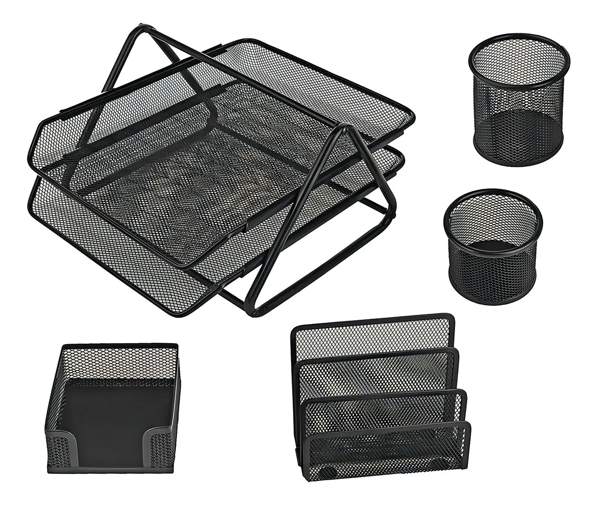 Juego Organizador Para Escritorio Oficina 5 Pcs Malla Mesh