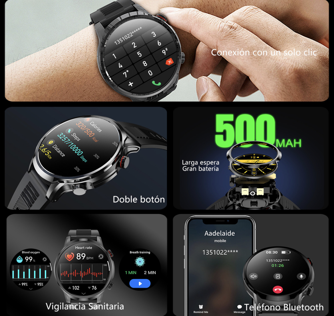 Smartwatch 1.95'' Lcd Súper Grande Reloj Inteligente Llamada