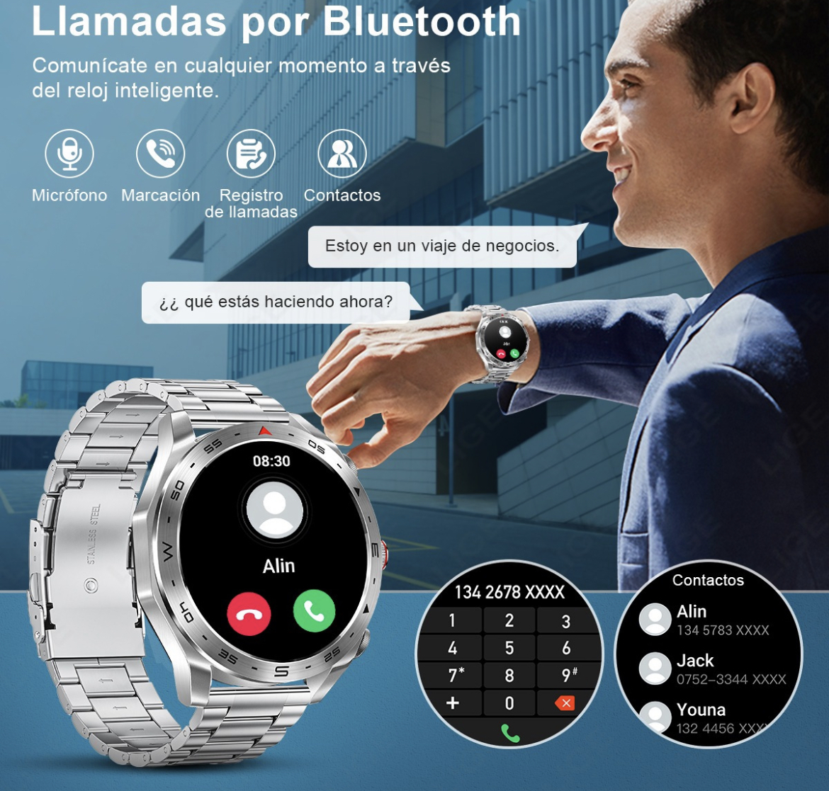 Reloj Inteligente Hombre Audífonos Smartwatches Deportes1.52 Relojes ...