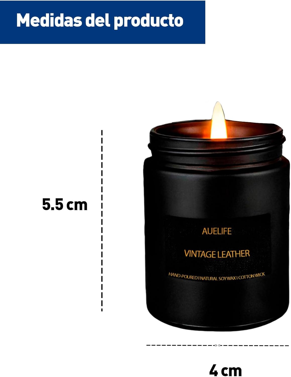 Set de 4 Velas Aromáticas Vainilla, Roble Antiguo, Lavanda y Cuero Antiguo, Bluelander